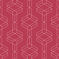 Red and pale pink geometric ornament. Seamless pattern
