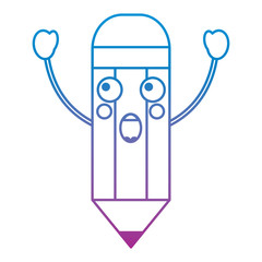 wooden pencil cute kawaii cartoon vector illustration blue and purple line design