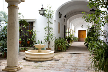 Beautiful view of a traditional patio in Seville