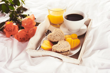 Breakfast with roses for Valentine's Day