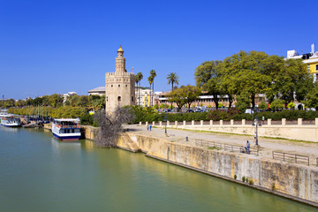 The famous Torre del Oro, the Moorish tower built to defend Sevill