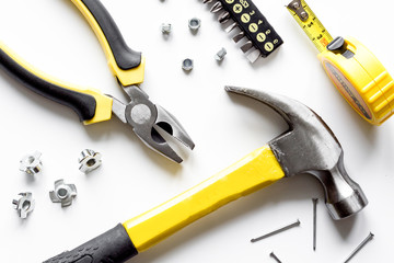 Tools for repairing top view on white background