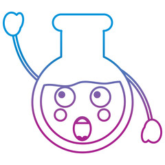laboratory flask glass kawaii cartoon vector illustration blue and purple line design