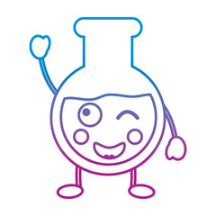 laboratory flask glass kawaii cartoon vector illustration blue and purple line design