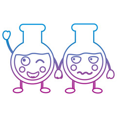 cartoon tube tests laboratory kawaii character vector illustration blue and purple line design