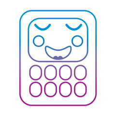 calculator math kawaii character cartoon vector illustration blue and purple line design