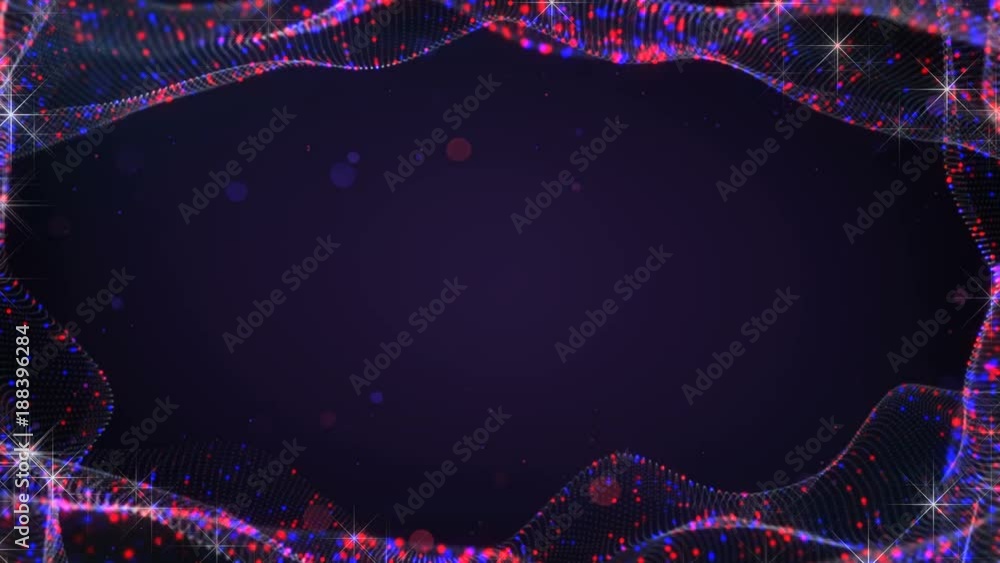 Aufkleber purple frame of waving surface with bokeh and stars. abstract festive background. computer generated