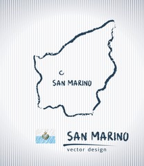 San Marino vector chalk drawing map isolated on a white background