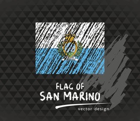 San Marino flag, vector sketch hand drawn illustration on dark grunge background