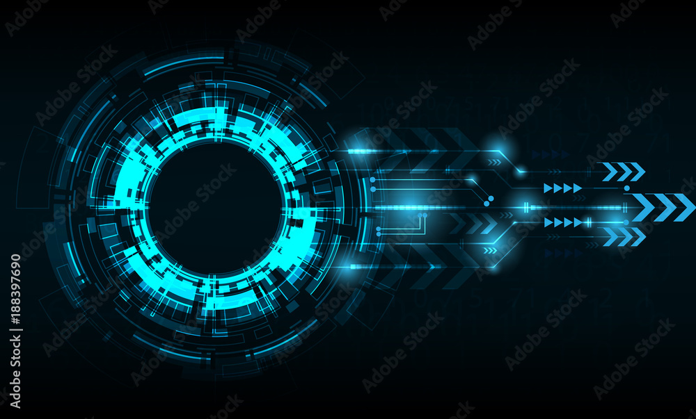Poster vector tech circle with various technological.