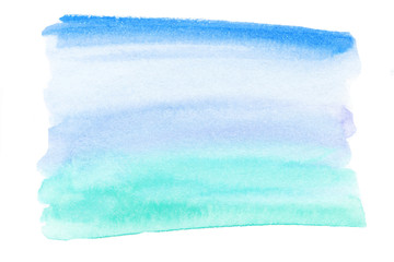 Blue watercolor background as texture or background. Teal or turquoise Watercolour spot.