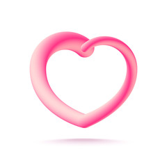 3d pink heart isolated on white background. Vector illustration