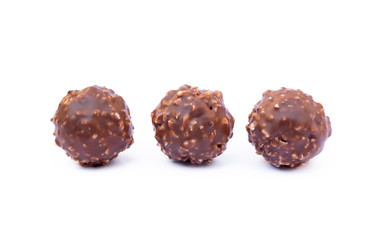 Chocolate ball confection candy isolated on white background