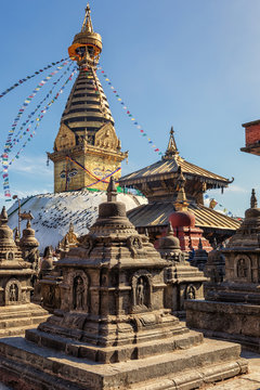 Stupa and Shrines, Swayambhunath, Kathmandu, Nepal