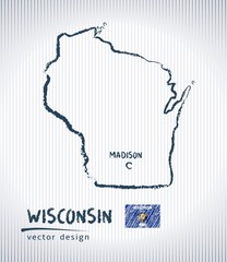 Wisconsin national vector drawing map on white background