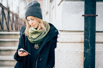 young beautiful hipster sporty blonde woman