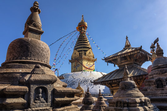 Stupa and Shrines, Swayambhunath, Kathmandu, Nepal