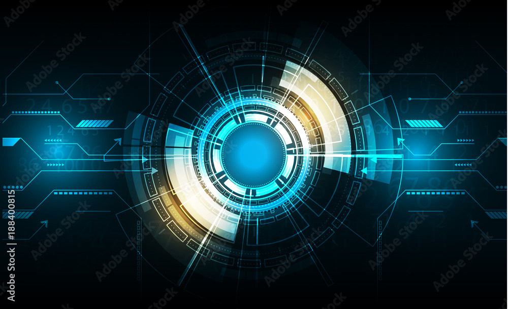 Poster vector tech circle with various technological.