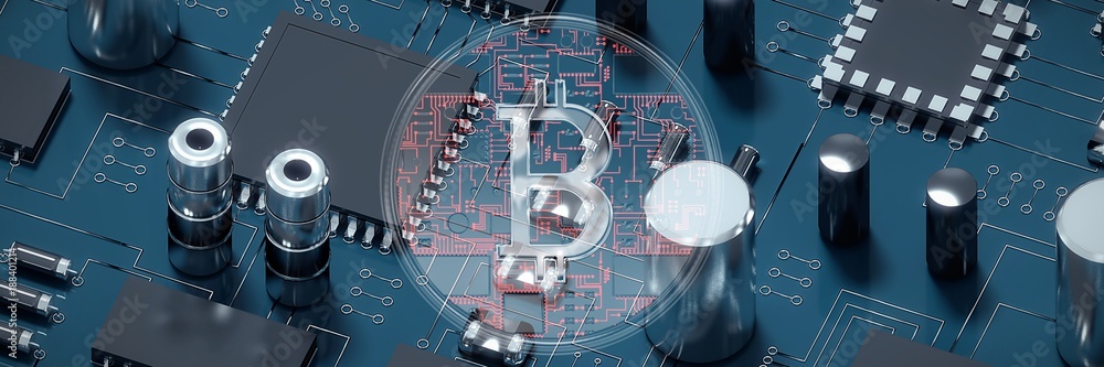Poster composite image of bitcoin