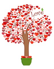 Fototapeta na wymiar Stylized tree of hearts for day of lovers. Vector illustration