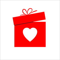 Gift box and heart symbol for Valentines day