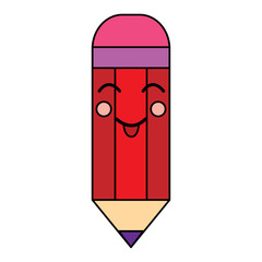 pencil happy   school supplies kawaii icon image vector illustration design 