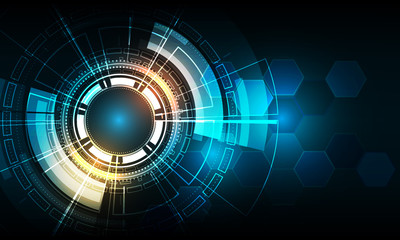 Vector tech circle with various technological design.