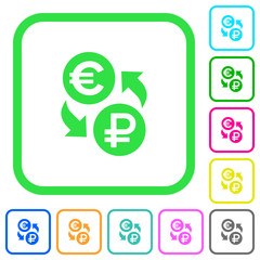 Euro Ruble money exchange vivid colored flat icons