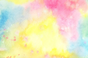 Watercolor hand painted abstract multicolor background with stains.