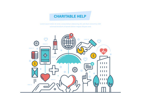 Charitable help. Charitable foundations, fundraising, help people and donation.