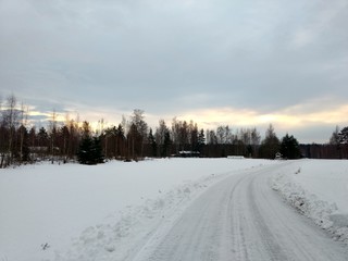 Fototapeta na wymiar Winter road in Northern Norway