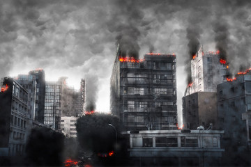 Apocalyptic cityscape. Digital illustration