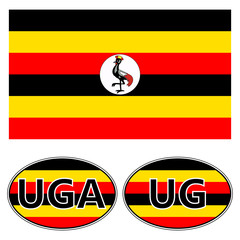 Obraz premium Flag and stickers on the car of Uganda, vector sticker flag of Uganda, knuckles vrchat meme