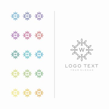 custom letter (w) with style monogram and nature 