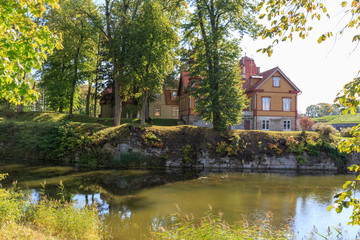 Street view of Historic buildings in the town of Kuressaare, Saaremaa, Estonia