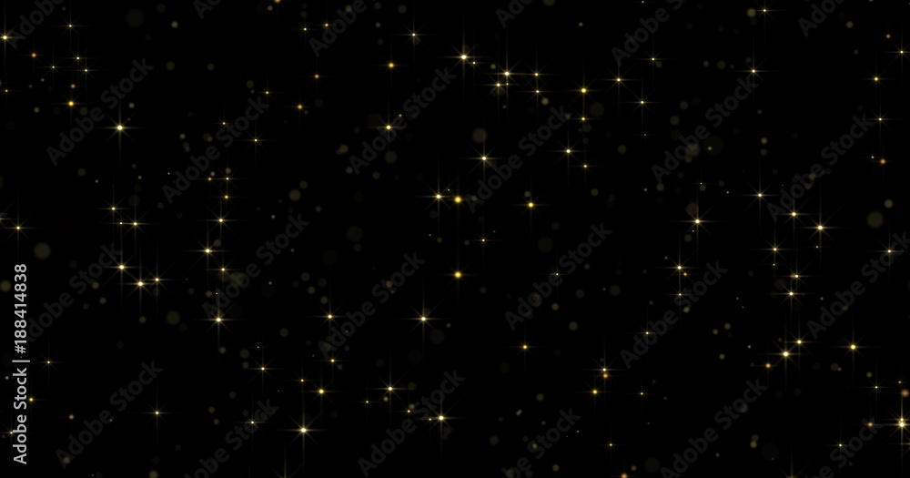 Aufkleber gold particles shine background with light glow bokeh and shimmering dust light magic effect. golden
