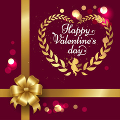 Happy Valentines Day Poster with Heart Vector