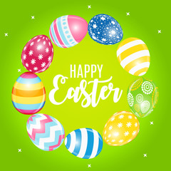Happy Easter Cute Background with Eggs. Vector Illustration