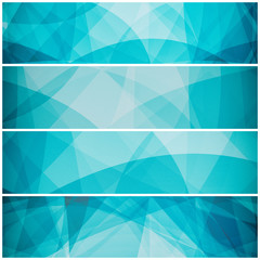 abstract blue background  banner or header collection with white layered shapes in geometric pattern in curving low poly style design