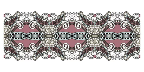 Fotobehang decorative ethnic stripe pattern, indian paisley design © Kara-Kotsya