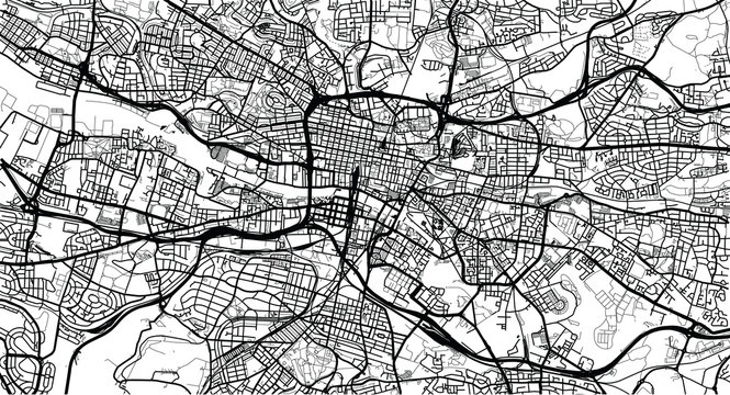 Urban vector city map of Glasgow, Scotland