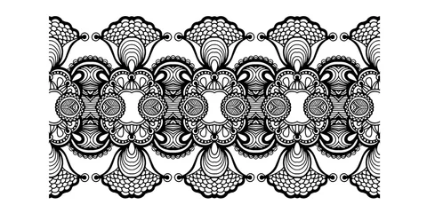 Poster Im Rahmen decorative ethnic stripe pattern, indian paisley design © Kara-Kotsya