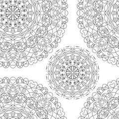 Mandala pattern. Vector illustration. Seamless ethnic bohemian background. Wrapping and scrapbook paper. Indian, islamic, japanese motifs. Vintage print for fabric.