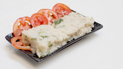 fried Radish cake in Chinese language is Chai tow kway Vegetarian food