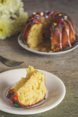 beautiful cake with icing - homemade pastries (Easter treat)