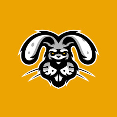 Rabbit mascot logo design for sports team. Vector illustration