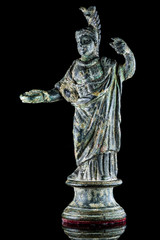 Ancient bronze figure of the Roman goddess Minerva.