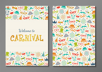 Design of card for Carnival Party - two sided invitation. Vector. © Karolina Madej