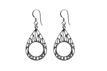 Metal earrings isolated