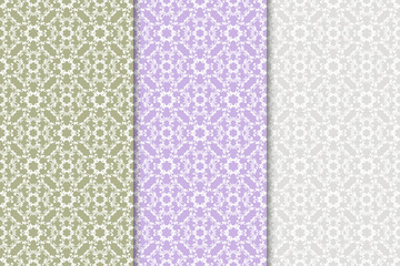 Set of floral ornaments. Colored vertical seamless patterns